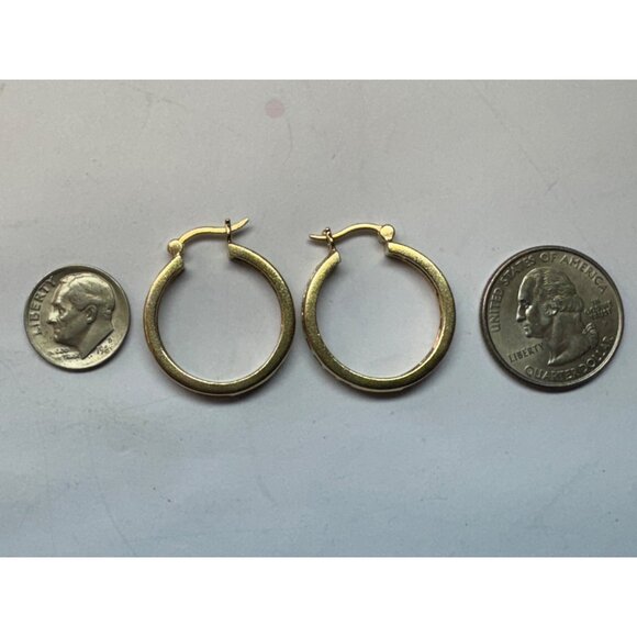 Vintage Estate Gold Over 925 Sterling Silver CZ Hoop Earrings 1.16", 7.8g - Picture 6 of 8